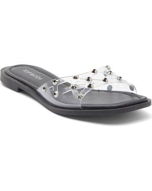 Top Moda Zita Rhinestone Strap Slide Sandal - Gray