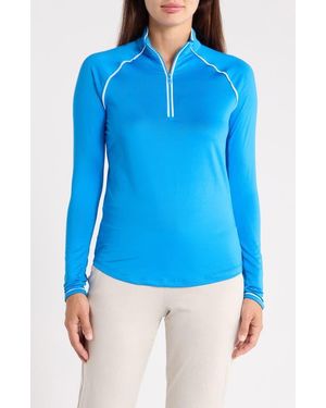 Original Penguin Solid Sun Protection Quarter Zip Performance Shirt - Blue