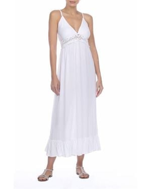 Boho Me Lace V-Neck Spaghetti Straps Maxi Dress - Purple