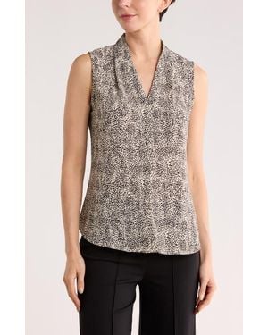 Nordstrom Rack V-Neck Sleeveless Woven Shell Top - Gray