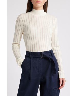 BOSS Fatirami Rib Wool Mockneck Sweater - Blue