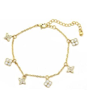 Panacea Cubic Zirconia Clover Charm Bracelet - Metallic