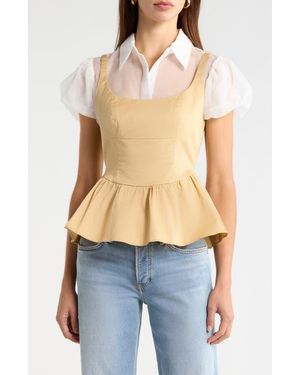 Astr Carrington Layered Peplum Top - Blue