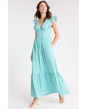 1901 Ruffle Sleeve Maxi Dress - Blue