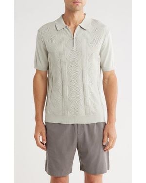 Tahari Quarter Zip Polo Sweater - White