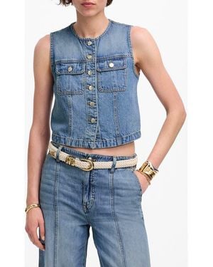 Madewell Crop Denim Vest - Blue