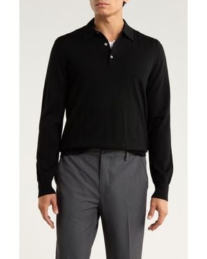 Brooks Brothers Swift Merino Wool Long Sleeve Polo - Black