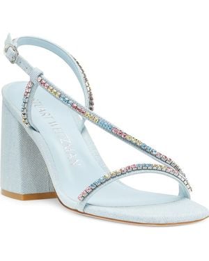 Stuart Weitzman Soiree Crystal 85 Block Sandal - Blue