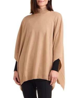 Bruno Magli Turtleneck Wool & Cashmere Poncho - Natural