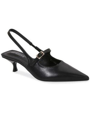 BERNESS Corrie Pointed Toe Buckle Slingback Kitten Heel Pump - Black