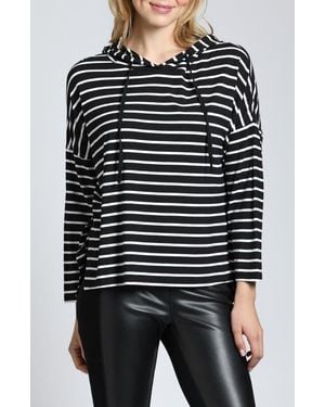Apny Stripe Side Slit Hoodie - Black