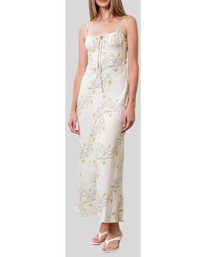 Moon River Floral Print Maxi Dress - White