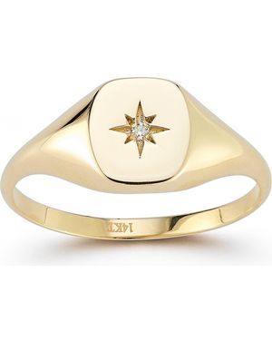 Ember Fine Jewelry 14K Diamond Star Signet Ring - Metallic