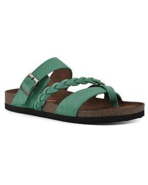 White Mountain Hazy Leather Footbed Sandal - Green