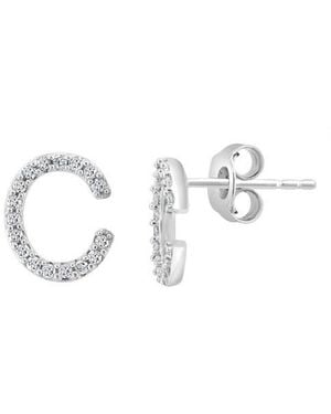 Effy Sterling Diamond 'C' Initial Stud Earrings - Metallic