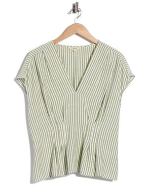 Max Studio Striped V-Neck Top - Multicolor