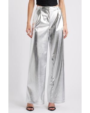 Open Edit Metallic Faux Leather Pants - Multicolor