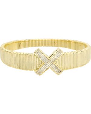 Juvell Pavé Cubic Zirconia X Bangle Bracelet - Yellow