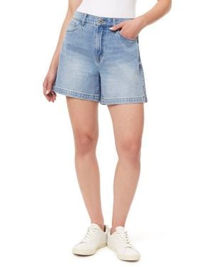 Kensie High Rise Side Slit Denim Shorts - Blue