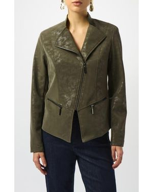 Joseph Ribkoff Faux Leather Moto Jacket - Green