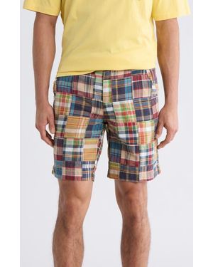 Vintage 1946 Patchwork Madras Flat Front Shorts - Blue