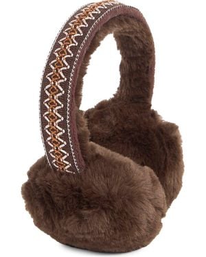 BCBGMAXAZRIA Geo Faux Fur Earmuff - Brown