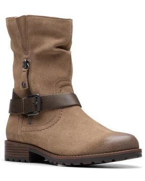 Clarks Nissini Burnished Leather Slouch Boot - Brown