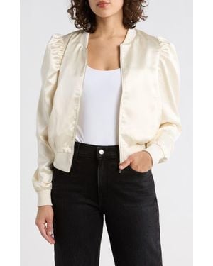 Tart Collections Amma Crop Satin Bomber Jacket - White