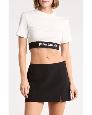 Palm Angels Cotton Crop Top - Black