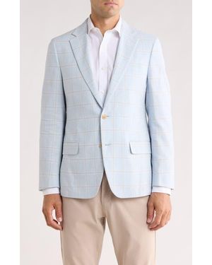 Original Penguin Windowpane Notch Lapel Linen Blend Sport Coat - Blue