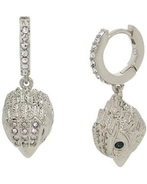 Kurt Geiger Pavé Crystal Eagle Head Drop Huggie Hoop Earrings - White