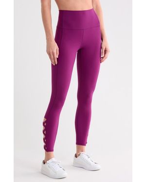 90 Degrees Interlock Dominion High Waist 7/8 Leggings - Purple