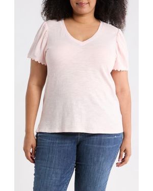 Caslon Scallop Trim T-Shirt - White