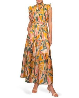 MELLODAY Floral Flutter Sleeve Maxi Dress - Multicolor