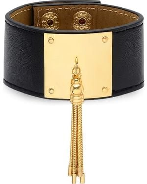 HMY Jewelry Tassel Detail Leather Cuff Bracelet - Yellow