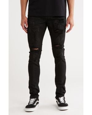 Purple Brand Low Rise Coated Skinny Jeans - Black
