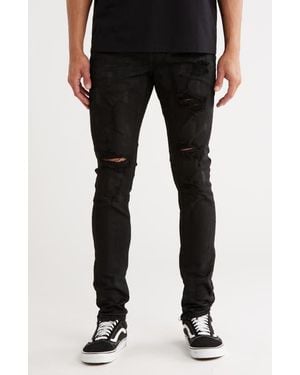 Purple Brand Low Rise Coated Skinny Jeans - Black