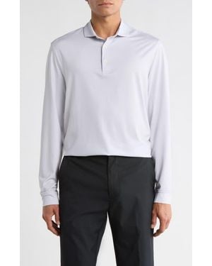 Greg Norman Long Sleeve Knit Golf Polo - White