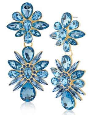 Jardin Crysal Flower Drop Earrings - Blue