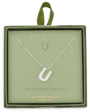 Leith Pavé Cubic Zirconia Initial Pendant Necklace - Green