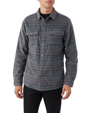 O'neill Sportswear Glacier Stripe Fleece Snap-Up Overshirt - Gray