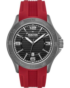 Kenneth Cole Three Hand Quartz Silicone Strap Watch, 43Mm - Red