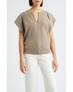 Wit & Wisdom Extended Shoulder Notch Neck Top - Natural