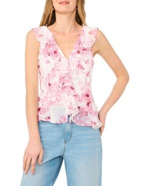 1.STATE V-Neck Ruffle Top - Multicolor