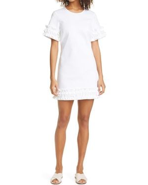 Cinq À Sept Easton Tie Waist Denim Shift Dress - White