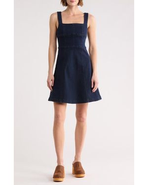 Habitual Square Neck Denim Minidress - Blue