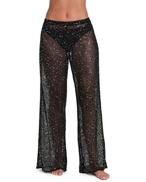 Sunshine 79 Shine Open Stitch Cover-Up Pants - Black