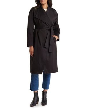 Noize Rose Tie Waist Trench Coat - Black