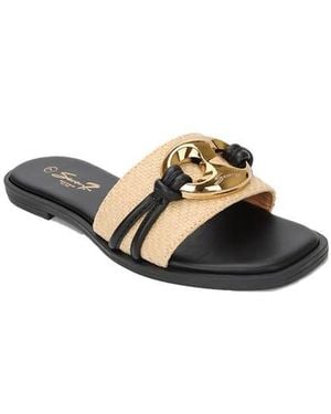 Seven7 Raffia Flat Sandal - Black