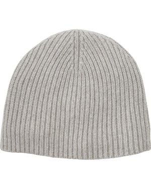 Portolano Cashmere Ribbed Beanie - Gray